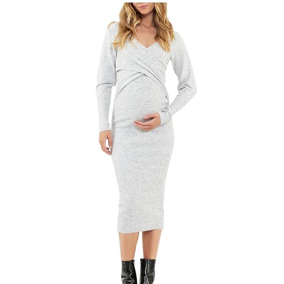 Ripe Maternity Women's Maternity Ripe Heidi Nursing Knit Dress Size L Stretch - Picture 1 of 7